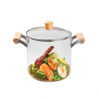 Casserole en verre borosilicate haute résistance pour cuisson à feu ouvert/gaz, avec double poignée, pour ragoûts/soupes/cuisson, résistante à la chaleur