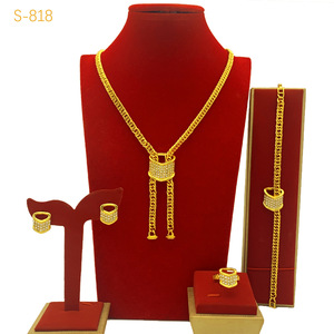 인도 아프리카 신부용 라인스톤 보석 세트 24K 금도금 두바이 사우디아라비아 보석 세트 웨딩 - Product Image 4