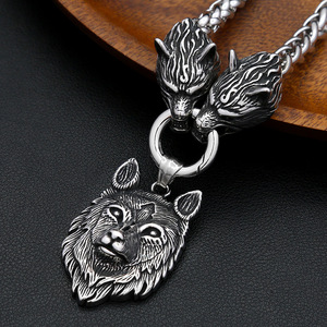 Yunnique – collier avec pendentif tête de loup en acier inoxydable pour hommes, chaîne de pull avec signe du zodiaque animal, bijoux cadeau - Product Image 3