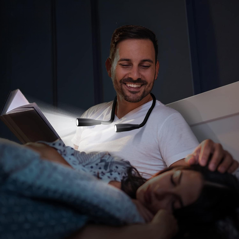 JSK Hands Free Neck Hug Reading Light - 3 Color Modes, Rechargeable LED Desk Lamp