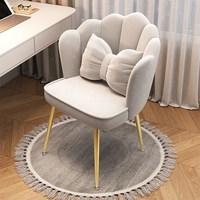 Chaise de maquillage pour salon, chambre de fille, design moderne, avec tube floral, chaise de coiffeuse pour chambre à coucher, avec coussin en velours rose