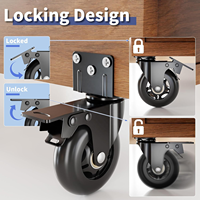 Roue pivotante silencieuse de 75 mm en PU avec support en L, rotation fluide, robuste, logo personnalisé pour meubles de maison