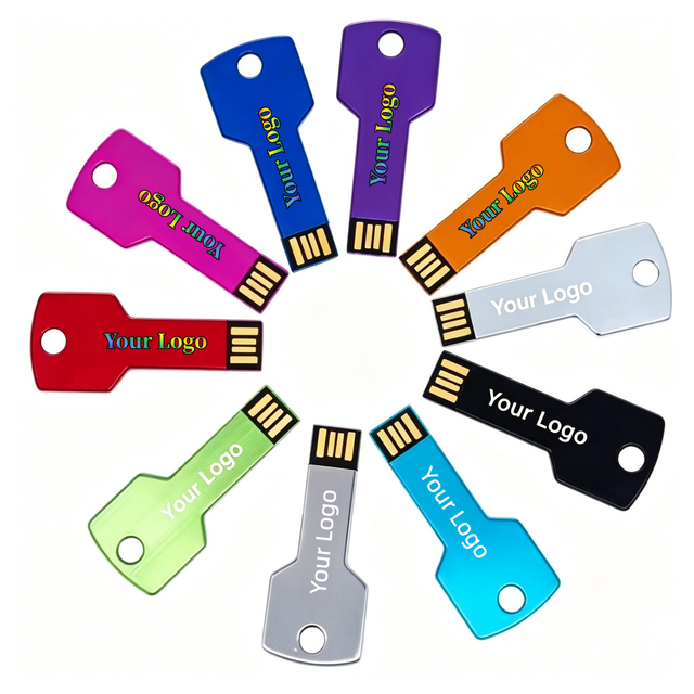 Key Shaped USB Flash Drive 2.0 3.0 4GB 8GB 16GB 32GB 64GB Metal Pendrive Memory Stick Custom Logo Business Promotional Gift