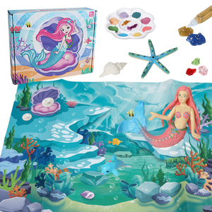WAYEE Set di Giocattoli in Plastica a Tema Sirena con Mappa dell'Oceano, Stelle Marine, Conchiglie e Delfini, 12 Colori per Bambini, Creatività Fai-da-Te - Product Image 2
