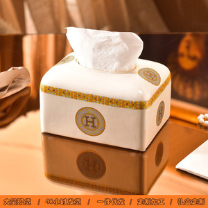 Caja de pañuelos de mesa de comedor de sala de estar de gama alta de estilo europeo, suministros de cerámica a prueba de moho para Hotel KTV - Product Image 3