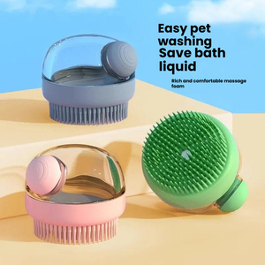 Spazzola 2-in-1 per il bagno degli animali domestici con dispenser di shampoo, massaggiatore e pettine in morbido silicone per la pulizia profonda di cani e gatti, strumento per la toelettatura e la spa. - Product Image 2