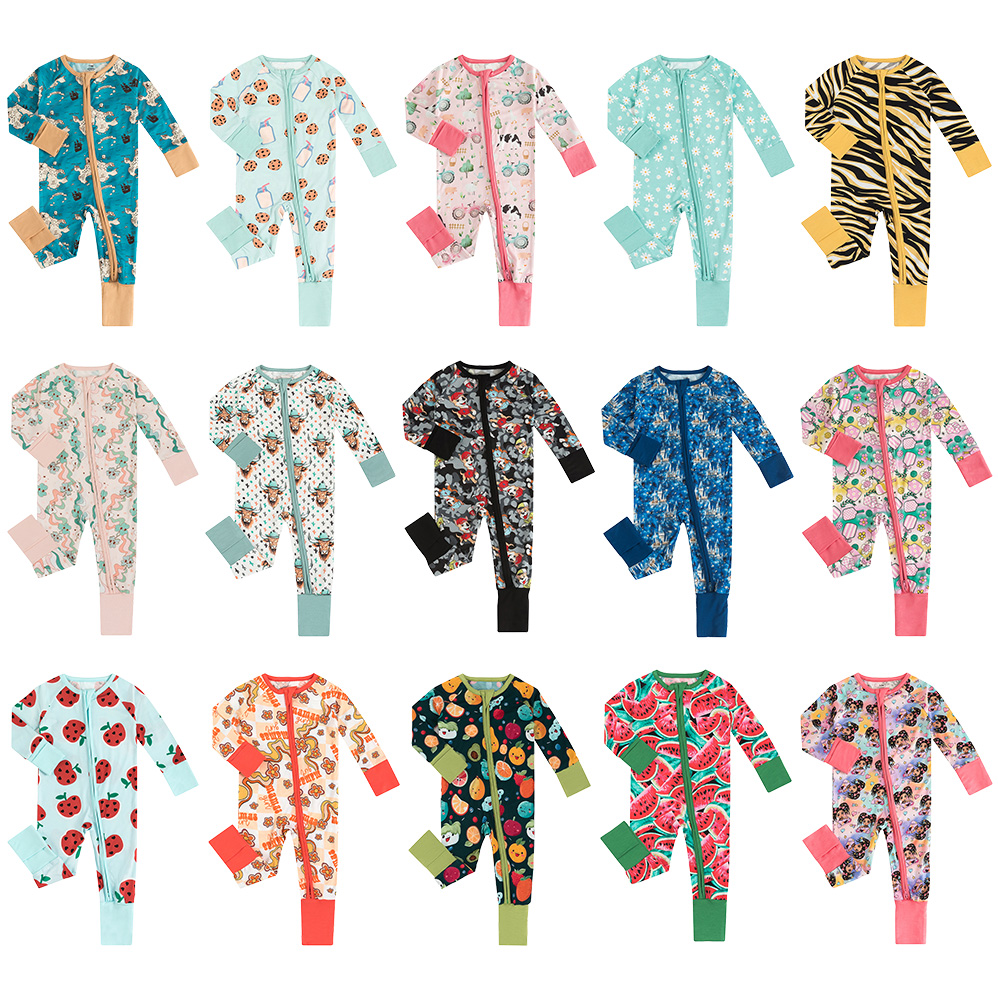 Customised 250 Gsm Two Way Zipper Solid Sage Floral Shark Ribbed Short Check Rayon Boy Multi Japan Baby Rompers Bamboo Rayon
