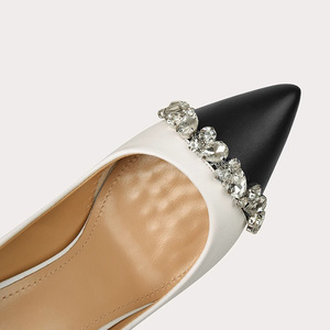 Zapatos de tacón alto de mujer con punta ancha y tacón estrecho, diseño color block, elegantes y de gran tamaño - Product Image 3