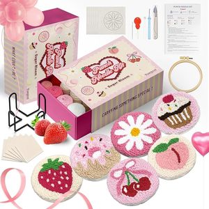 Art Work Decor Sous-verres Kits pour Débutants DIY Set Yarns Broderie Hoop Tool - Product Image 1