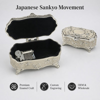 Boîte à musique Sankyo en émail, alliage de zinc, perle ivoire, motif floral, boîte à bijoux moderne, rose argentée, mécanisme musical, cadeau, décoration intérieure 18