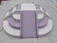 Ensemble de jeu souple pour enfants, mélange violet et blanc, avec toboggan, structure d'escalade en mousse PU, pyramide d'obstacles, équipement pour la location de fêtes d'enfants
