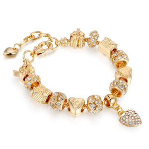 Novedad 2020, Popular, Superventas, Pulsera con Dijes <span class=keywords><strong>de</strong></span> Estrella y Corazón <span class=keywords><strong>de</strong></span> <span class=keywords><strong>Cristal</strong></span> <span class=keywords><strong>Austriaco</strong></span> y Oro <span class=keywords><strong>de</strong></span> 18k - Product Image 3