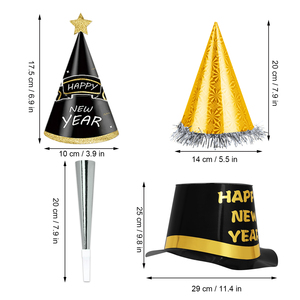 Chapeaux de Nouvel An Argent Noir et Or, 48 Pièces, Chapeaux de Noise Makers 2025, Cadeaux de Fête du Nouvel An, 2025 - Product Image 2