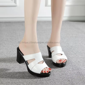Casual <b>Heeled</b> Sandals for Plus Size Women Retro Summer Trendy Thick-<b>Heeled</b> Mom High-<b>Heeled</b> Waterproof <b>Platform</b> - Product Image 4