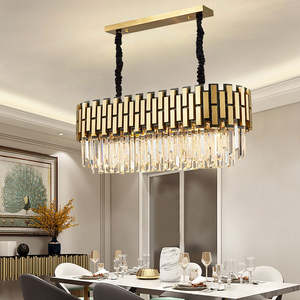 New Arrival Rectangle <b>Led</b> K9 Crystal Hanging <b>Light</b> Living <b>Room</b> Stainless Steel Black Chandelier Lighting - Product Image 6