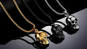 Colgante de Acero de Titanio con Calavera Exagerada para Hombre, Estilo Retro Punk Rock Gótico Hipster, Económico y con Personalidad - Product Image 2