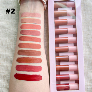 10 adet Mini liplabel Set su geçirmez liplabel özel etiket parlak mat özel Logo uzun ömürlü ruj seti - Product Image 4