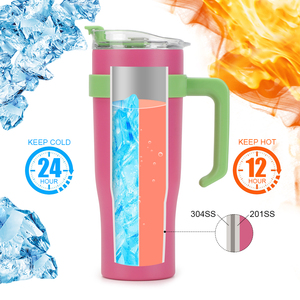 Nuova Tazza Termica Moderna da 40oz con Manico, Thermos in Acciaio Inox con Coperchio <span class=keywords><strong>e</strong></span> Cannuccia, 12-24h di Conservazione Termica per Campeggio - Product Image 2