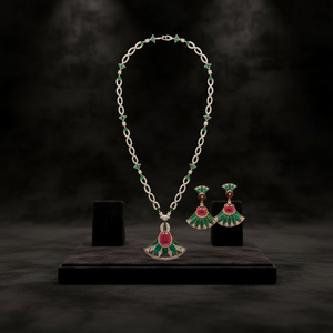 Perhiasan Set Lapis Emas Rose <span class=keywords><strong>Gold</strong></span> Mewah Grosir Desain Baru Gaya Liontin Kipas Populer <span class=keywords><strong>Dubai</strong></span> untuk Acara Hadiah - Product Image 4