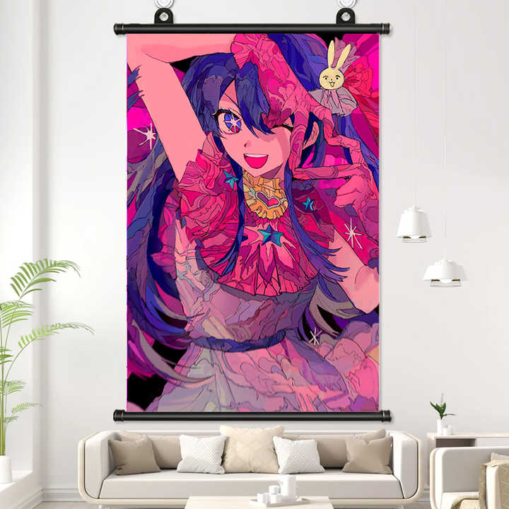 Oshi no Ko Anime Ruby Hoshino Kana Arima Akane Aquamarine Fabric Wall
