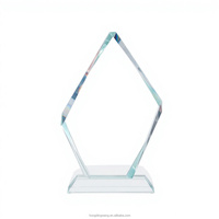 Trophées et médailles en verre cristal ovales transparents de 20 cm, gravés sur mesure avec logo, vente en gros d'usine HDW, trophées et récompenses vierges