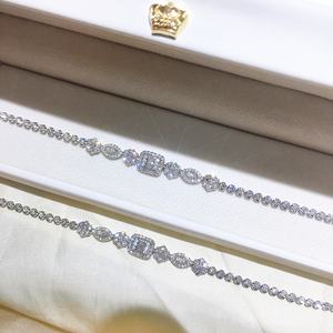 Pulsera de oro sólido de 18 quilates para <span class=keywords><strong>mujer</strong></span>, brazalete con abalorios de diamantes naturales de 2,50 quilates, joyería exquisita, fiesta nupcial, boda - Product Image 5