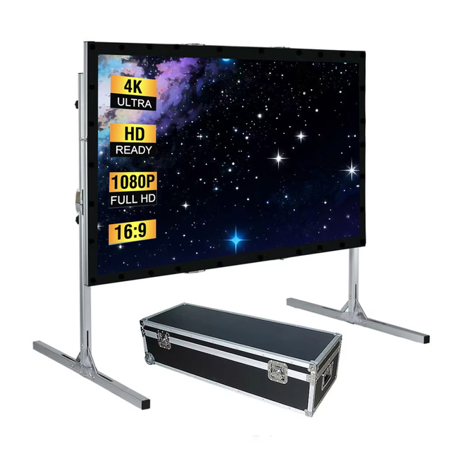 High Quality Outdoor Projector Screen with Stand 16:9 4K Ultra HD FastFolding Portable Movie Theater Cinema Projection Screen