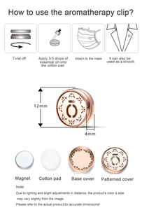Clips Difusores Magnéticos de Aromaterapia de Acero Inoxidable con Baño de Oro PVD de 18K para Mascarillas y Broches, Venta al por Mayor |   Duradero, Impermeable e Hipoalergénico - Product Image 3