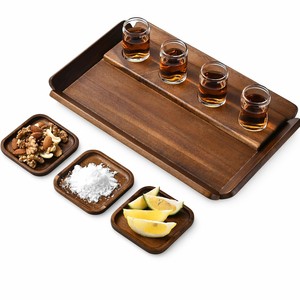 Bandeja <span class=keywords><strong>de</strong></span> Madera para Degustación <span class=keywords><strong>de</strong></span> Tequila con Vasos y Posavasos, Set Rústico para Combinar con Comidas, Degustación <span class=keywords><strong>de</strong></span> Cócteles - Product Image 1