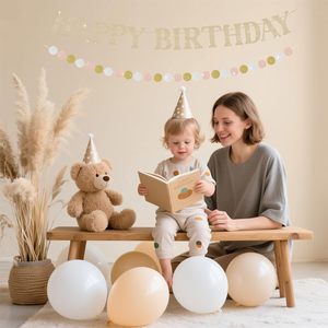 Pancarta de <span class=keywords><strong>Feliz</strong></span> Cumpleaños, Decoraciones de Fiesta de Cumpleaños en Dorado Champán, Letreros Brillantes para Fiesta con Círculo para Puerta o Pared - Product Image 5
