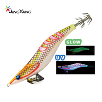 Nouveau lancement de JINGYANG: leurres de calmar de crevettes avec des traits lumineux et UV pour la pêche en eau salée