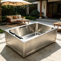 Baignoire autoportante en acier inoxydable 304, fabrication directe usine, baignoire de plongée froide extérieure personnalisée ODM avec vidange facile