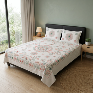 Bohemian Embroidered Cotton <b>Quilt</b> Set with Floral Pattern for Home Decor All Season Use - Product Image 2