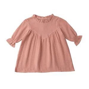 Cotone organico 2023 estate primavera di alta qualità Vintage manica intera dolce morbido neutro bambini vestito da bambino