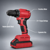 Perceuse sans fil sans balais, perceuse à main au lithium, mandrin sans clé 10 mm, perceuse électrique portable pour le bricolage à domicile, perçage du métal et du bois