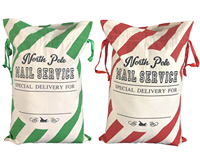 Sac de livraison du Père Noël personnalisé en toile géante avec cordon de serrage, service postal du Pôle Nord, pour la décoration des fêtes