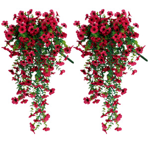 Bouquet de fleurs artificielles jaunes en plastique, plante suspendue décorative pour la maison, l'extérieur et les mariages - Product Image 4