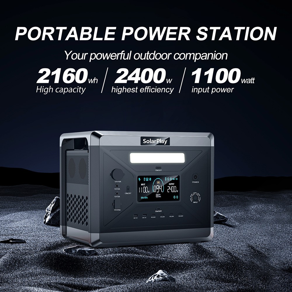 SolarPlay Q2501 ポータブル電源 2400W/2160Wh キャンプ用 4充電方法