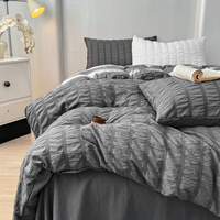Ensemble de housse de couette en microfibre 100% polyester, draps et ensembles de literie en microfibre lavée imitation lin