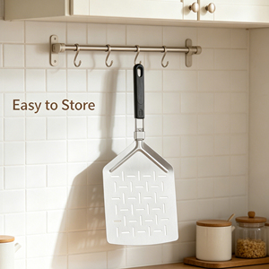 Accesorios <span class=keywords><strong>para</strong></span> Horno de Barbacoa al Aire Libre, 14*16 Pulgadas, Acero Inoxidable 430, Perforado, Mango Plegable de TPR, Espátula <span class=keywords><strong>para</strong></span> Hornear, Pala <span class=keywords><strong>para</strong></span> <span class=keywords><strong>Pizza</strong></span> - Product Image 3