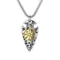 Pendentif Créatif Unisexe en Acier Inoxydable, Style Punk Rétro, Amulette Guide des Runes de la Lance Viking, Motif Bambou, pour Fête