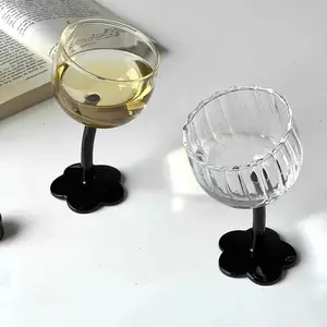 200ML Creative Special Glass Champagne Wine Whiskey Goblet with Twisted Flower Stem