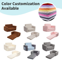 Canapé-lit pliable 2-en-1 en peluche pour enfants, transat convertible pour tout-petits, fauteuil doux en mousse nuage pour salle de jeux - Vente en gros
