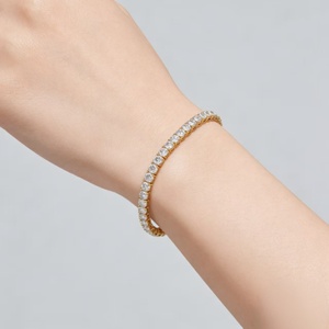 Exquisite Round Lab Grown Diamond Tennis <b>Bracelet</b> 10K Solid Gold Line Diamond <b>Bracelet</b> Gift for Her - Product Image 3