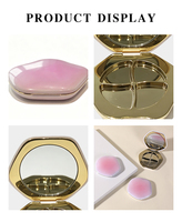 Miroir compact avec houppette, étui en silicone pour poudre, personnalisable avec logo OEM, vente en gros, emballage de maquillage vide rechargeable en forme de coussin, direct usine