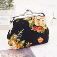 Dompet koin Mini hadiah grosir dompet koin gesper Fashion mawar klasik kantung koin kanvas kecil perubahan vintage dengan gesper