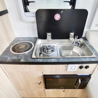 Évier RV en acier inoxydable SUS304 argenté, cuisinière à gaz à allumage électrique à un brûleur 1,8 kW, légère et luxueuse pour caravane, camping-car, bateau