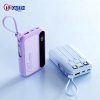 Batterie externe portable ultra-mince Li-Polymère 10000mAh 20W Chargeur rapide Affichage LED Support Câbles Utilisation extérieure Logo personnalisé