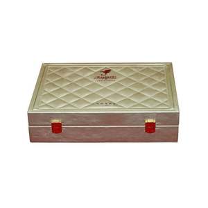 กล่องใส่เครื่องสำอางน้ำมันหอมระเหยหนัง PU สีทองสำหรับผู้ชายลายทางแบบยืนสำหรับใส่ไข่ไข่แดงเป็นของขวัญ - Product Image 1