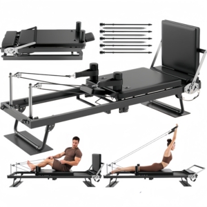 CZFIT Reformer de Pilates Rosa, Nuevo Estilo, Plegable, Equipo de Fitness para Uso Doméstico y Estudios de Yoga, Duradero, Esenciales para el Gimnasio - Product Image 1